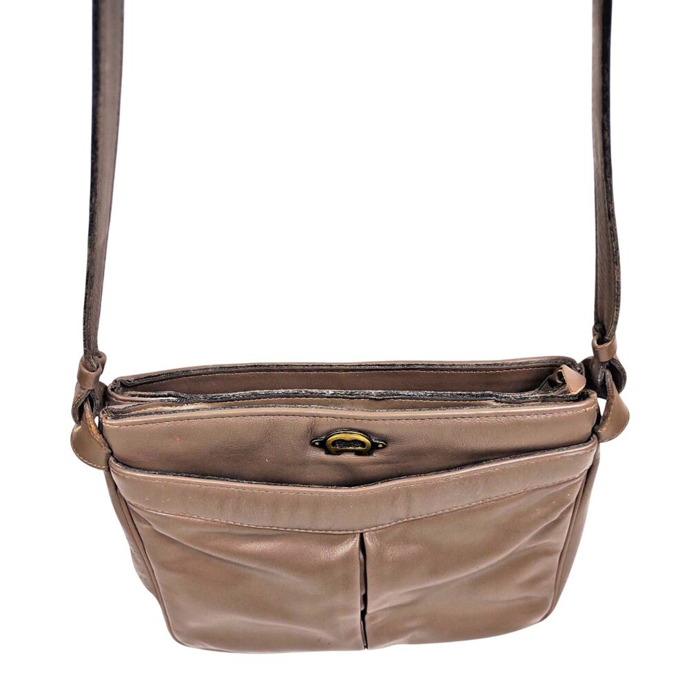 Vintage Etienne Aigner Taupe Brown Leather Shoulder Crossbody Bag Gold Hardware - Picture 10 of 14